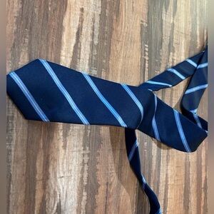 Zara Dark Blue Tie with Light Blue Stripes